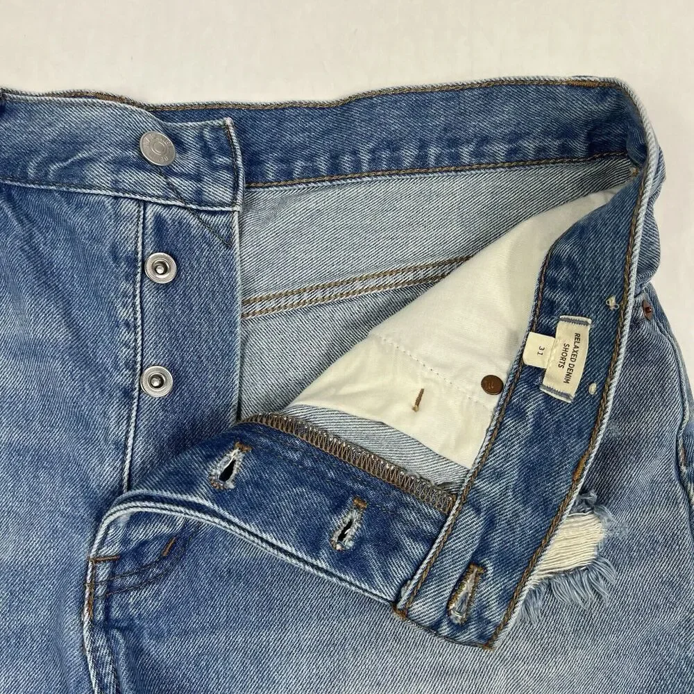 Madewell Relaxed Denim Button Fly High Rise Cutoff Jean Shorts Women’s 31 - Picture 3 of 8
